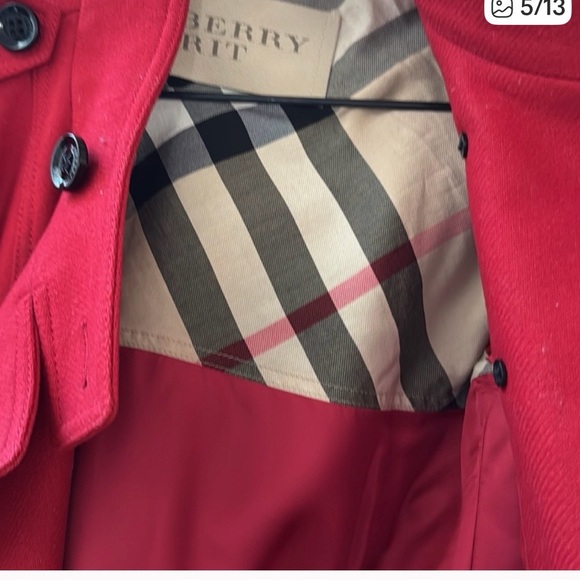 Burberry wool coat Sz 14 red - Picture 4 of 11